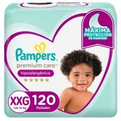 PAMPERS - 2 Paquetes de Pañales Desechables Pampers Premium Care XXG,120 Un