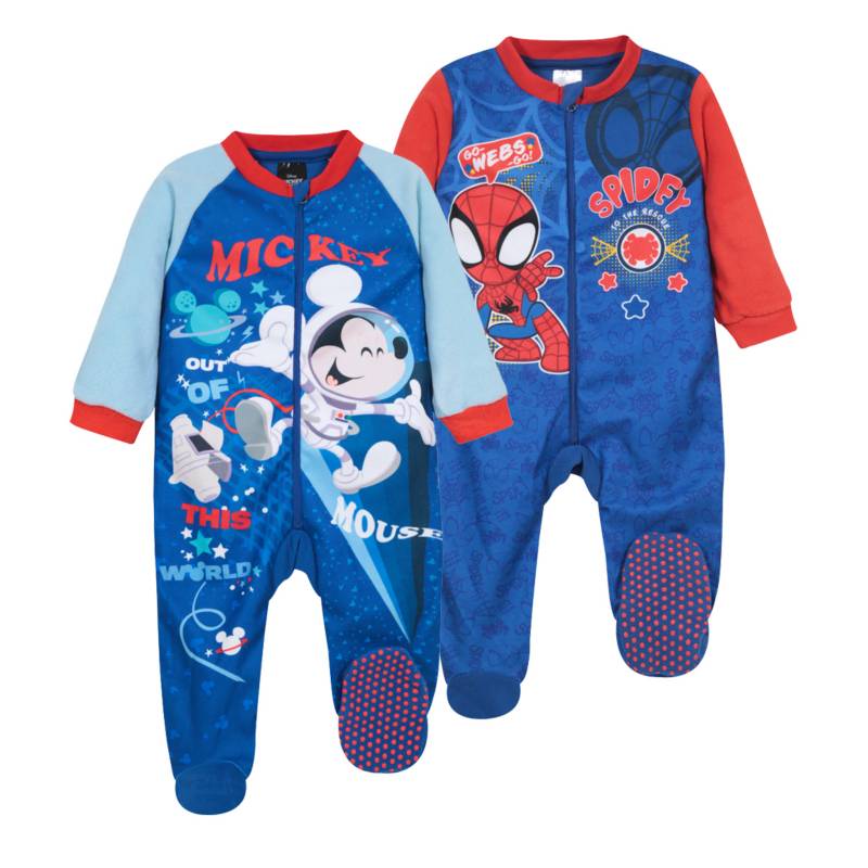 2 Pijama Bebé Niño Entero Polar Azul Disney