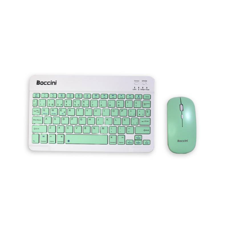 BOCCINI Kit Teclado + Mouse Inalámbrico Bluetooth Verde Menta