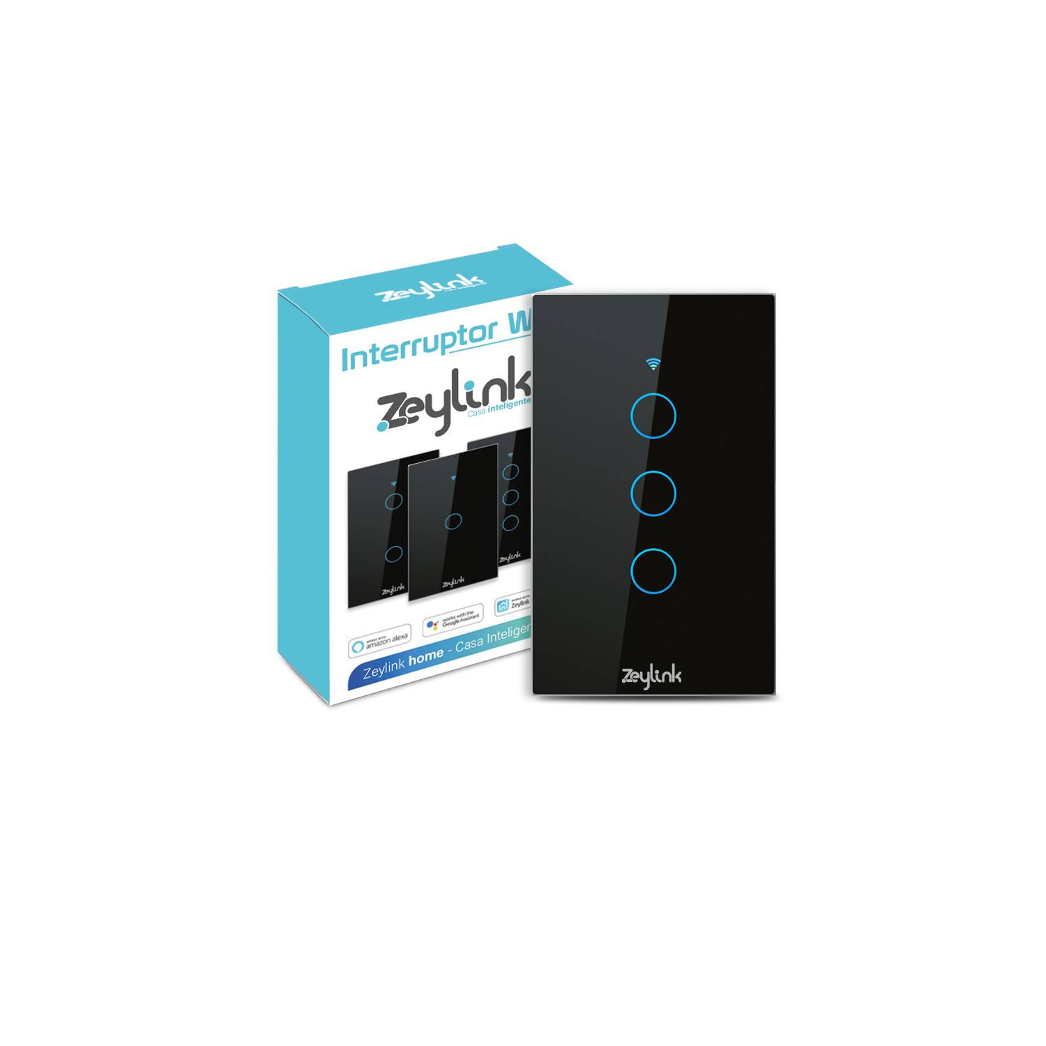 Interruptor De Pared Wifi 3 Canales Inteligente Color Black – Zeylink