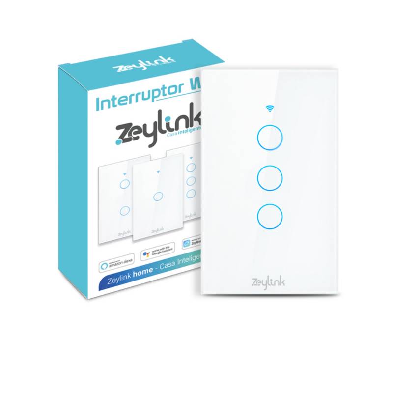 ZEYLINK - Interruptor De Pared Inteligente Sin Neutro Wifi 3 Canales