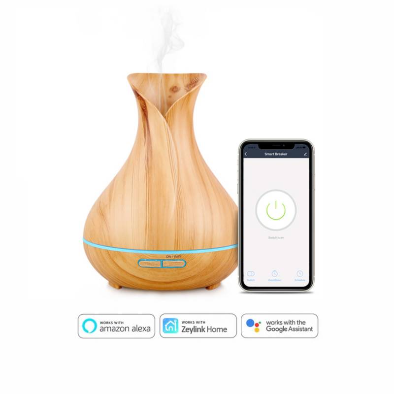 ZEYLINK - Humificador Aire Difusor color Madera Wifi Aromaterapia