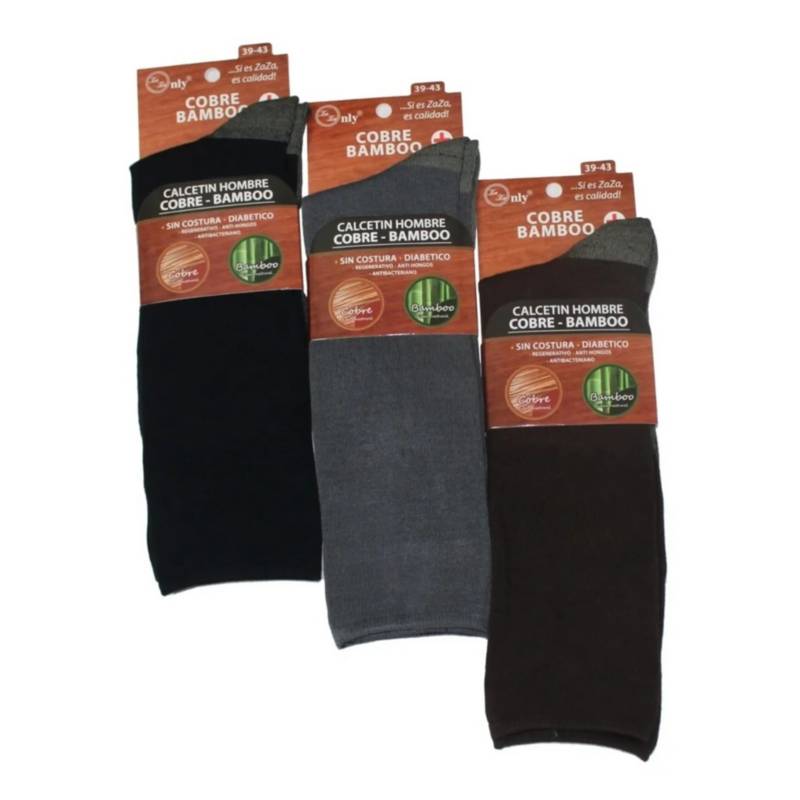 Pack 3 pares calcetines hombre fibra cálida