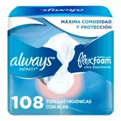 ALWAYS - Toallas Higiénicas Always Flexfoam Con Alas 108 uds
