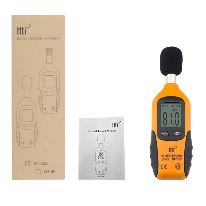 HT-80A, medidor de decibelios, medidor digital de rangos de sonido,  dispositivo para medir el ruido, rango doble