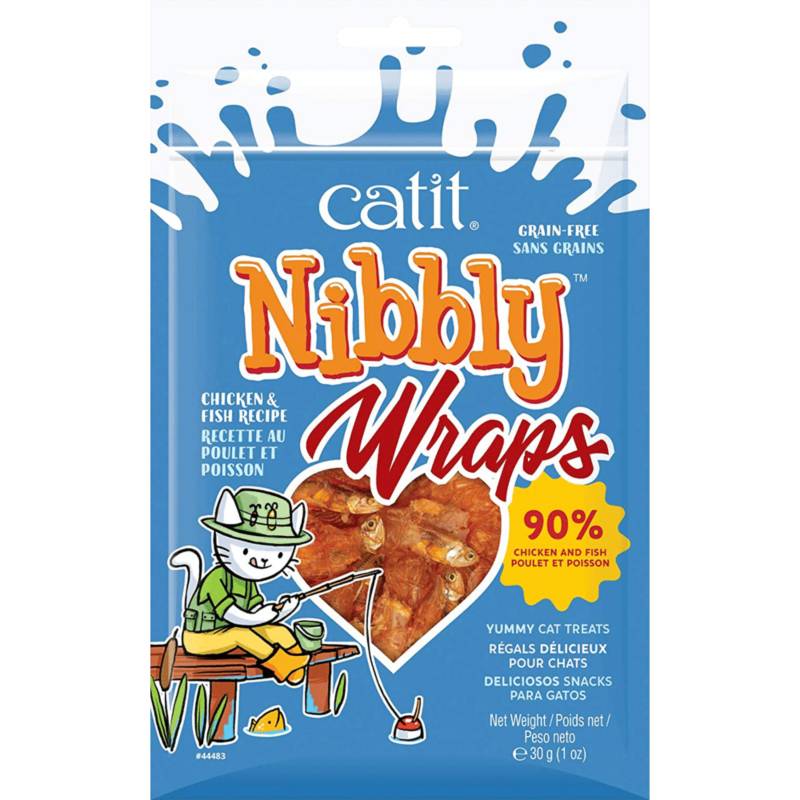 CATIT - Catit Nibbly Wraps Snack Gato Sabor Pollo y Pescado, 30gr