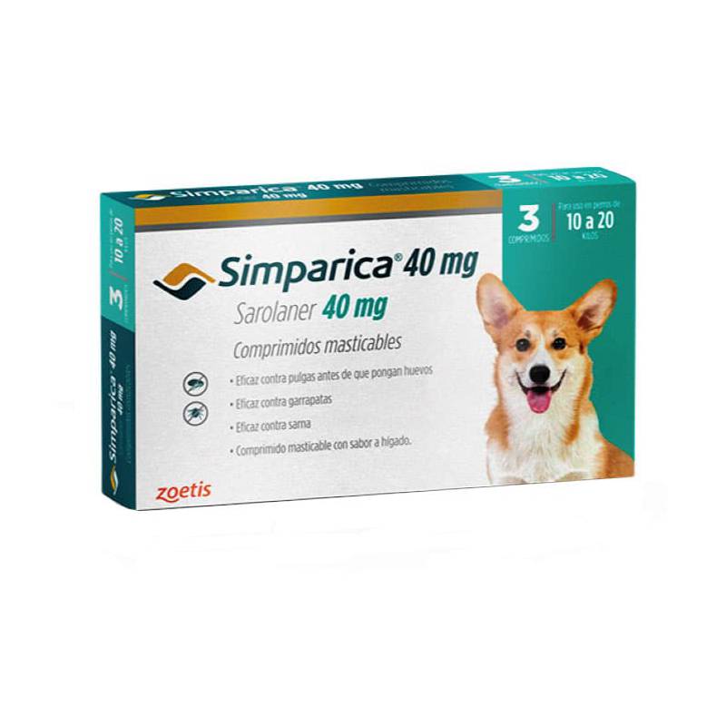GENERICO - Simparica Antiparasitario Perro 10 a 20kg - 3 Comprimidos