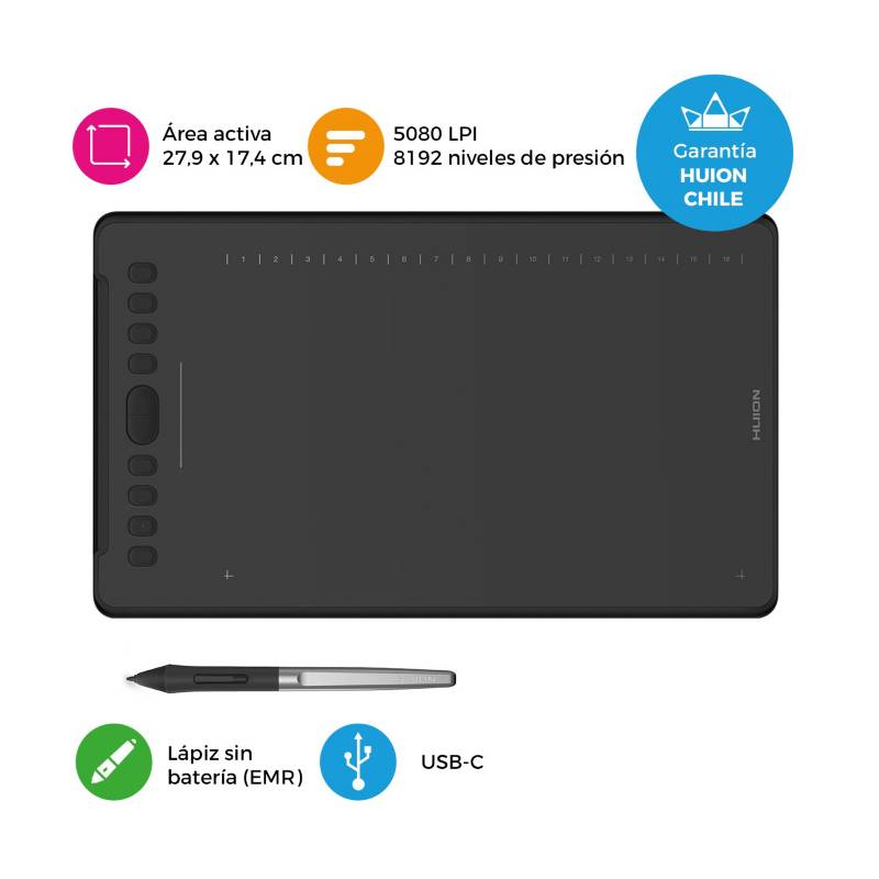 HUION - Tableta Gráfica Huion Inspiroy H1161 con Touch Strip