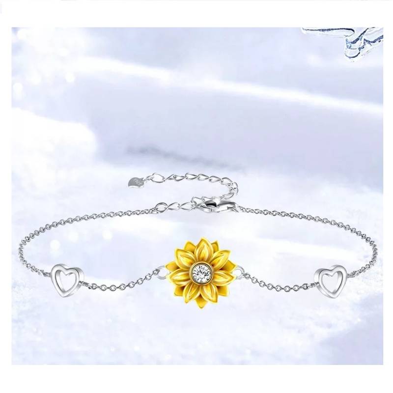 GENERICO Pulsera Girasol juvenil corazón plata 925 