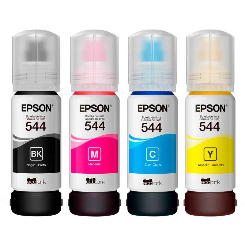 EPSON Pack 4 Botellas de Tintas Epson Original T544 L110 L3110 L3150 L5190  [ TINTAT544PACK4 ] - Lifemax 