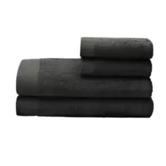 HOHOS CASA - Set 2 toallas mano y 2 toallones Elegance grafito, 100% alg, 550 gr/m2