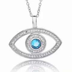 GENERICO - Collar plata 925 ojo turco energía vibras joya mujer regalo