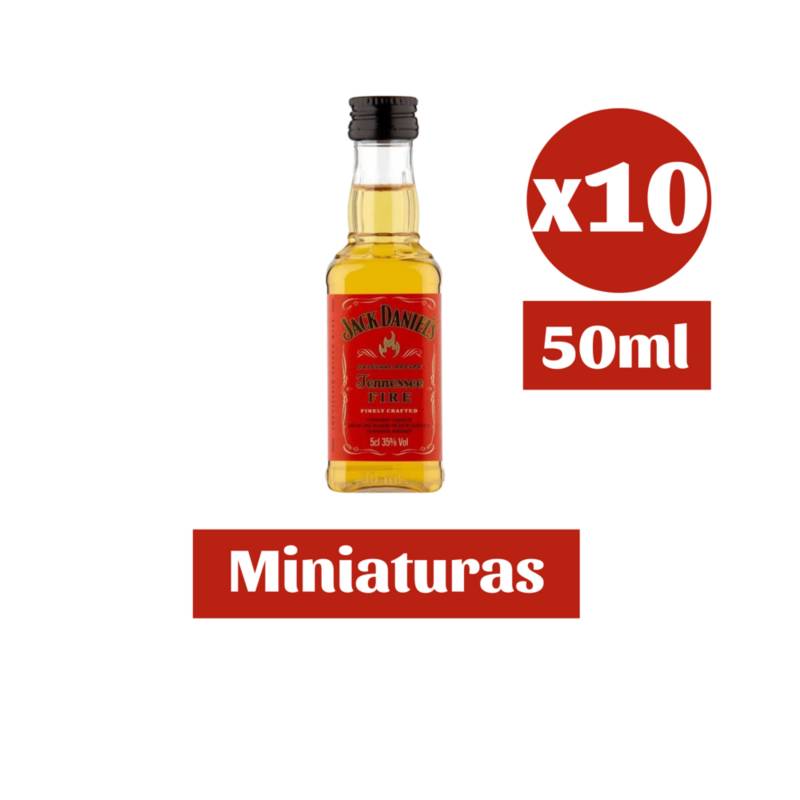 Jack Daniels 10x Whiskey Jack Daniels Fire Miniatura 50ml Coleccionable 1035