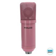 PHILCO - Kit Studio Microfono Con Soporte Anti Pop USB Rosa