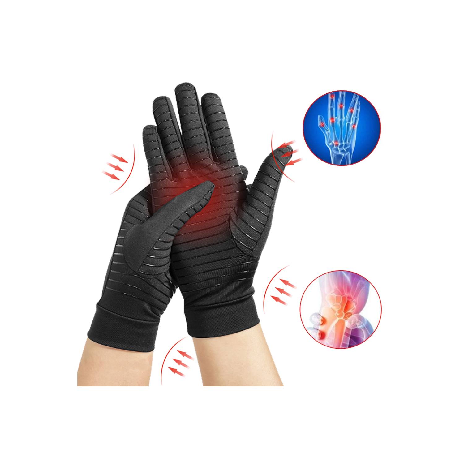 VHEX Guantes De Compresión Artritis Completos Con Dedos Táctiles M