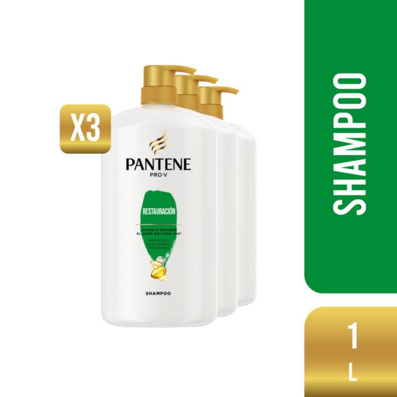 PANTENE - Pack 3 Shampoos Pantene Restauración 1L