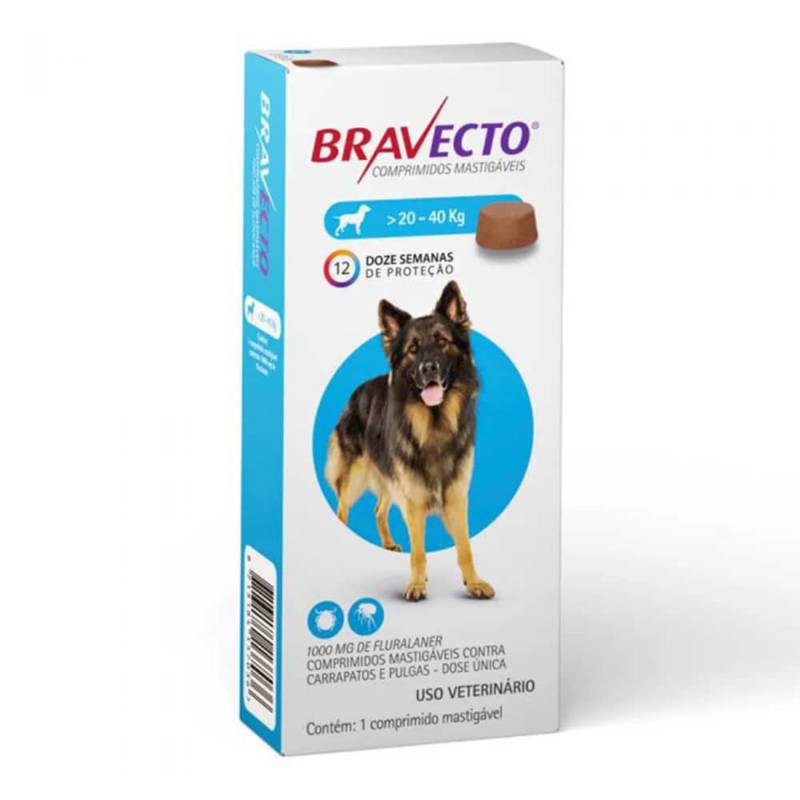 BRAVECTO - Bravecto Antiparasitario Perro 20 a 40Kg, 3 Meses Proteccion