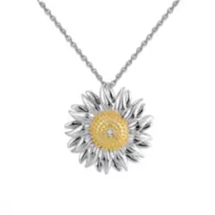 GENERICO - Collar plata 925 flor margarita joya mujer elegante