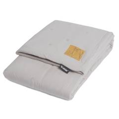 FARFALLINA - Cobertor colcha gris con bordados cuna mediana