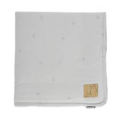 FARFALLINA - Cobertor colcha gris con bordados colecho o moisés