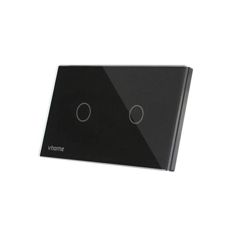 VHOME - Interruptor Wifi Rf Vhome Black Touch 2 Canales