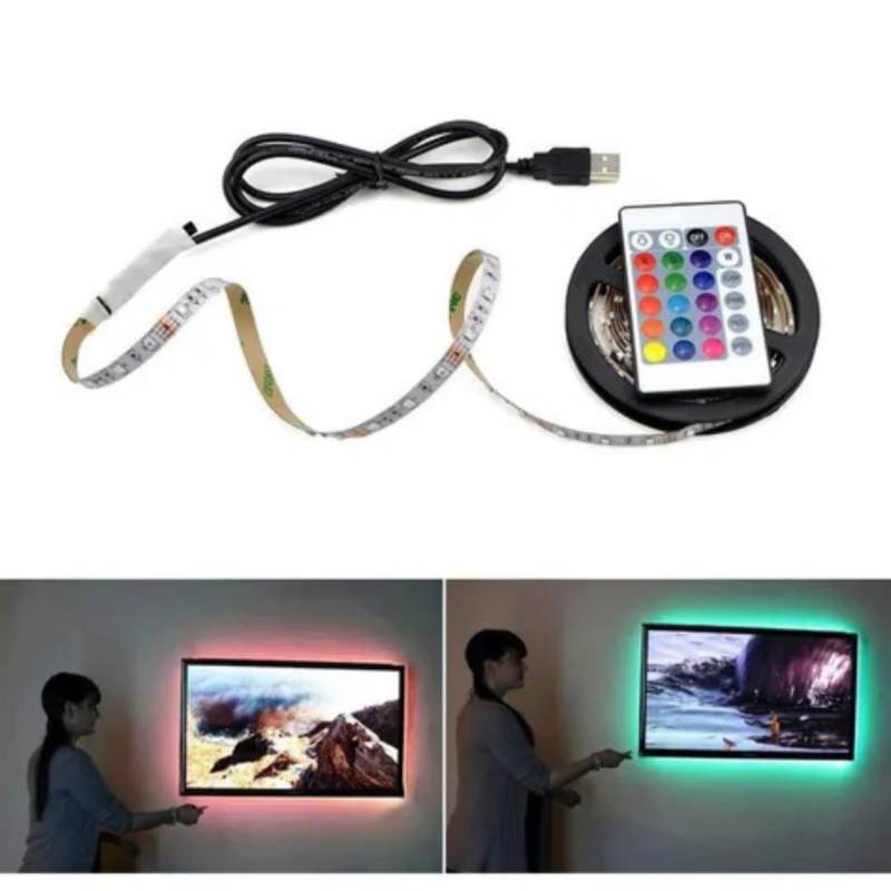 Tira LED RGB USB con control remoto para TV 5v 3mt – Kaiser LED –  Iluminación LED y Fuentes de Energía