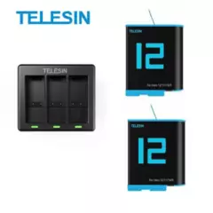 TELESIN - Cargador triple + 2 baterías para GoPro Hero 12/11/10/9 Telesin
