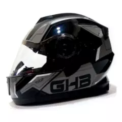 GHB - Casco Moto Abatible Ghb 160 Stark Negro Gris TALLA M