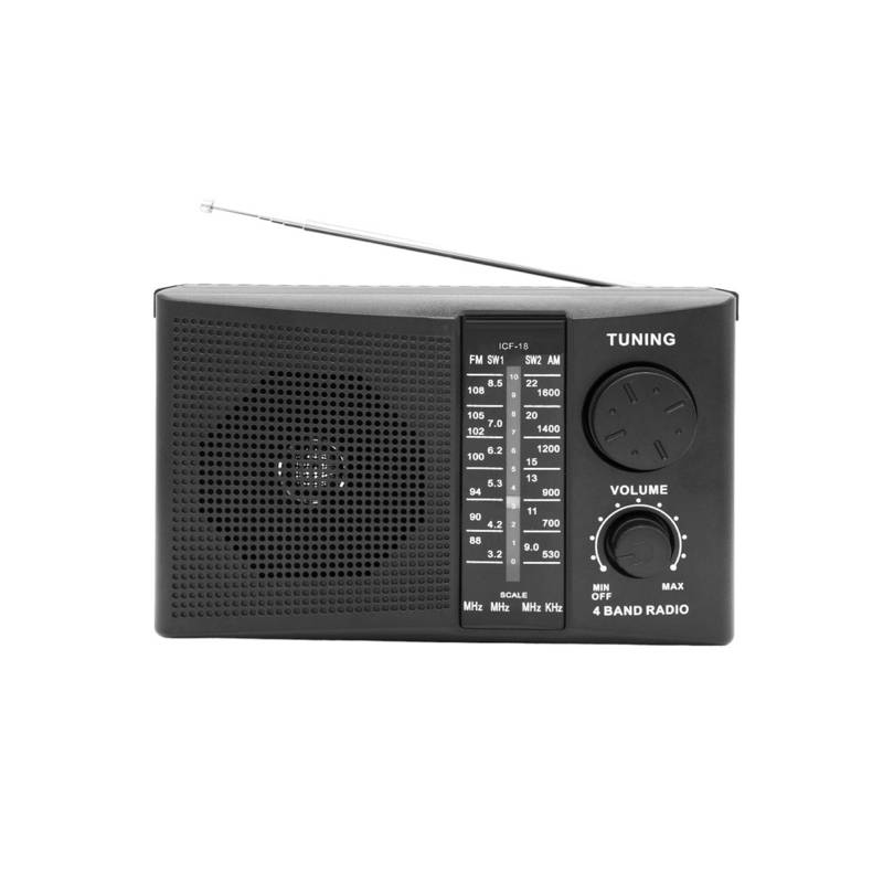 Reproductor de música recargable con radio multibanda FM/AM/SW con linterna  (plateado)