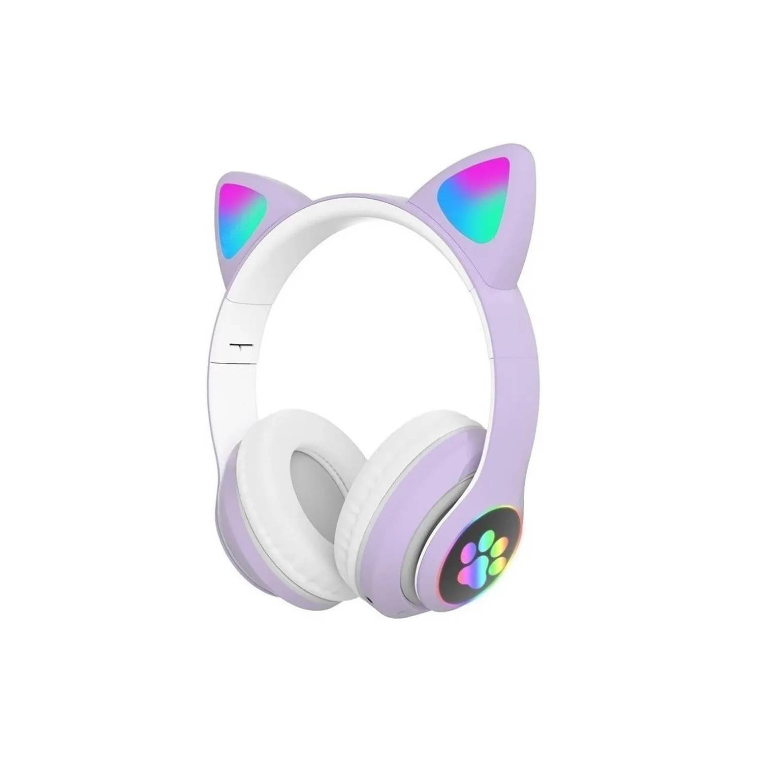 GENERICO Audifonos Bluetooth Orejitas De Gato Lila Con Luz