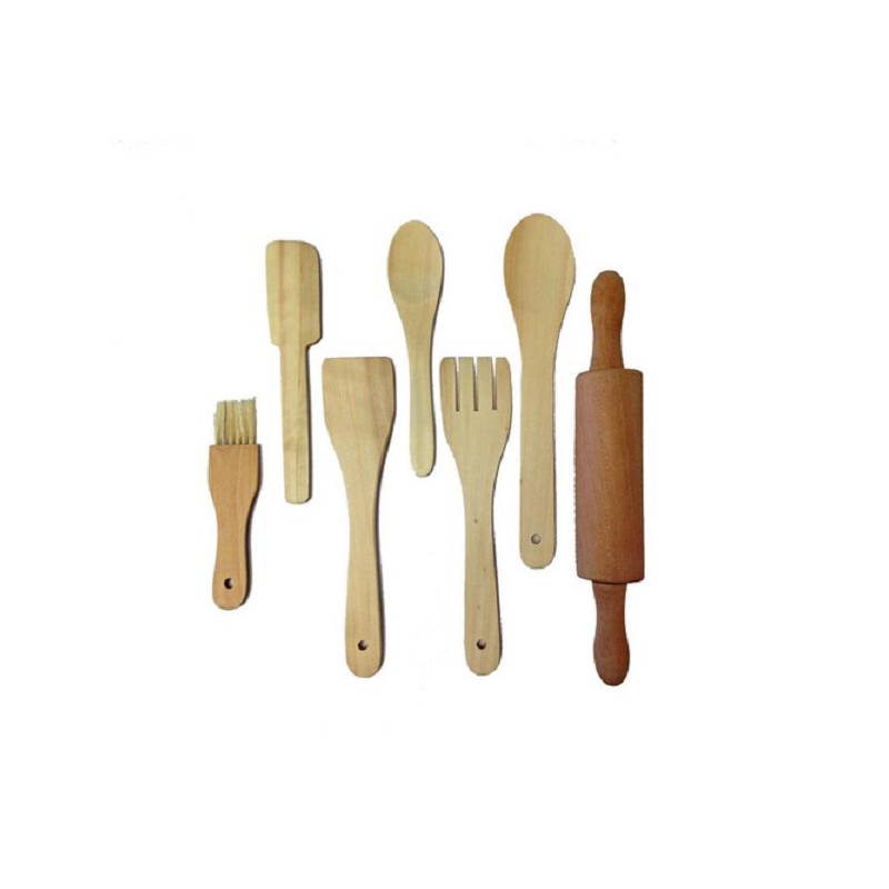set de utensilios de cocina beige