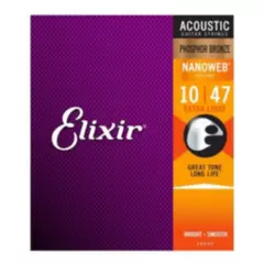 ELIXIR - Elixir 16002 NANOWEB PH BR 10-47 Cuerdas Guit Acústica