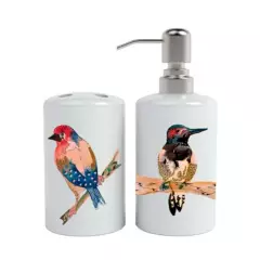 PAPER HOME - Set de baño Cerámica diseño pájaros 2 piezas Paper-Home