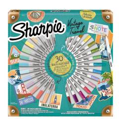 SHARPIE - Ruleta Sharpie Vintage Travel 30 Marcadores Edición Limitada
