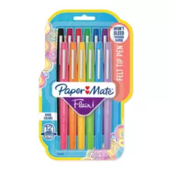 PAPER MATE - Marcadores Paper Mate Flair 12 Colores Sutidos
