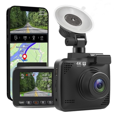 Dashcam Cámara de Coche 4K + 2K con 5GHz WiFi GPS, Tipo-C 2160P 30fps  Frontal