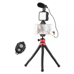 GENERICO - Kit Vlogging Trípode Micrófono 5 En 1