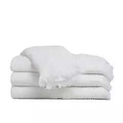 HOHOS CASA - Set de toallas Premium 100% algodón turco 620gr. Color Blanco