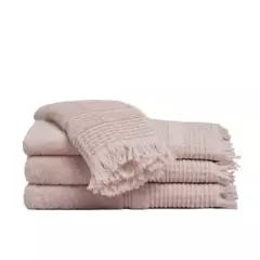 HOHOS CASA - Set de toallas Premium 100% algodón turco 620gr. Color Rosa