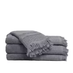 HOHOS CASA - Set de toallas Premium 100% algodón turco 620gr. Color Gris.