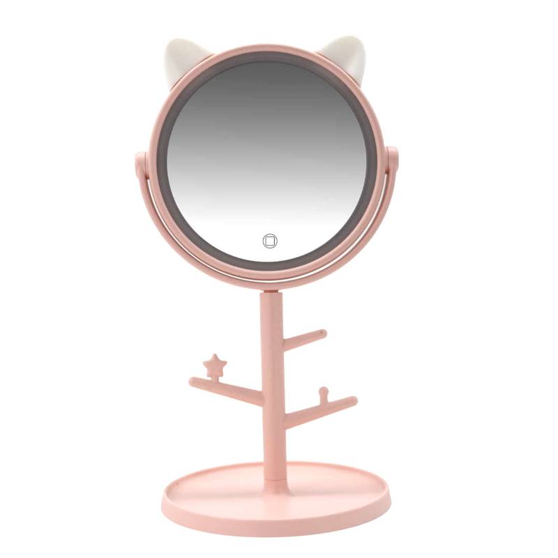  Espejo de maquillaje iluminado con carga USB, espejo cosmético  de escritorio, espejo LED ajustable para maquillaje, luz de relleno,  herramienta de maquillaje para encimera, espejo cosmético (rosa) : Belleza  y Cuidado