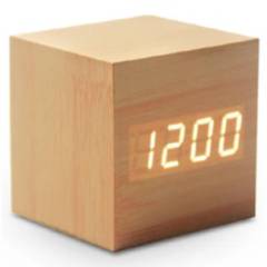 TECNOLAB - Reloj Digital Despertador LED Estilo Bloque Madera Tecnolab