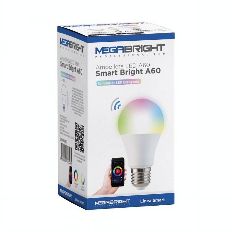MEGABRIGHT - Ampolleta Inteligente A60 Rgb 10w Wifi Marca Megabright E27