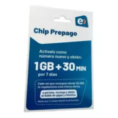 ENTEL - Pack 3 Chip Prepago Entel 1Gb  30 Min