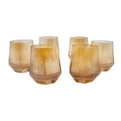 GENERICO - Vasos Whisky 6 Pcs Vidrio Dorado 8x8x10Cm 245Ml