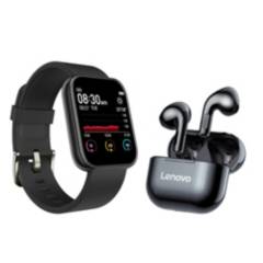 LENOVO - Lenovo LP40 DE Tws y Toumi watch S9 Pro Reloj inteligente-Negro