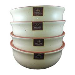 MESTIZA - Set con 4 Bowls de Ceramica Crema Miel