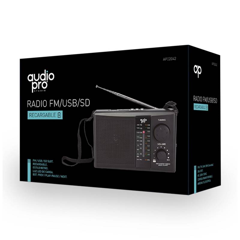 AUDIO PRO RADIO RETRO PORTATIL BLUETOOTH/ FM/USB/SD/RECARGABLE