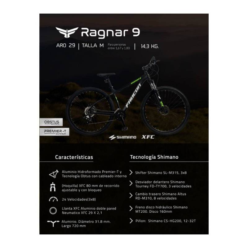 FAUCON Bicicleta Faucon Mountain Bike Ragnar 9 Aro 29 falabella