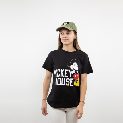 Polera Mujer Mickey Apoyado Negro Disney Coolebra